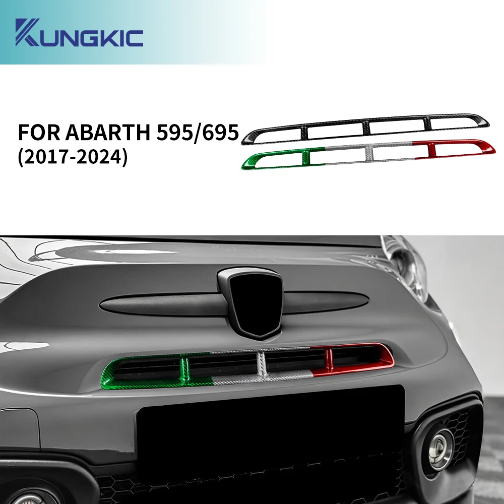 

Для Abarth 595 2017 2018 2019 2020 2021 2022 2023 2024 Наклейка из настоящего твердого углеродного волокна Передняя центральная решетка Трехцветная карбоновая отделка