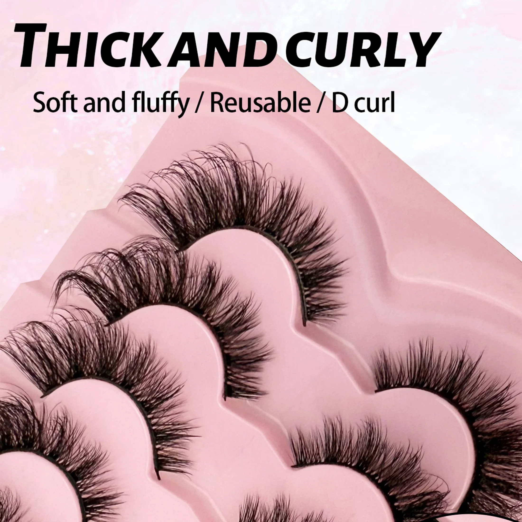 7 Pairs 3D Wispy Fluffy Fox Eye Lashes Cat Eye Winged False Eyelashes Faux Mink Soft Band Reusable Fake Lashes Party Makeup