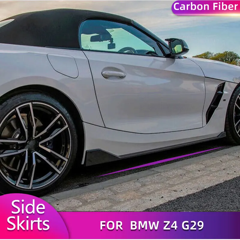 Carbon Fiber Car Side Skirts Body Kits For BMW Z4 G29 M40i Convertible 2-Door 2019-2023 Auto Side Bumper Skirts Apron Extensions