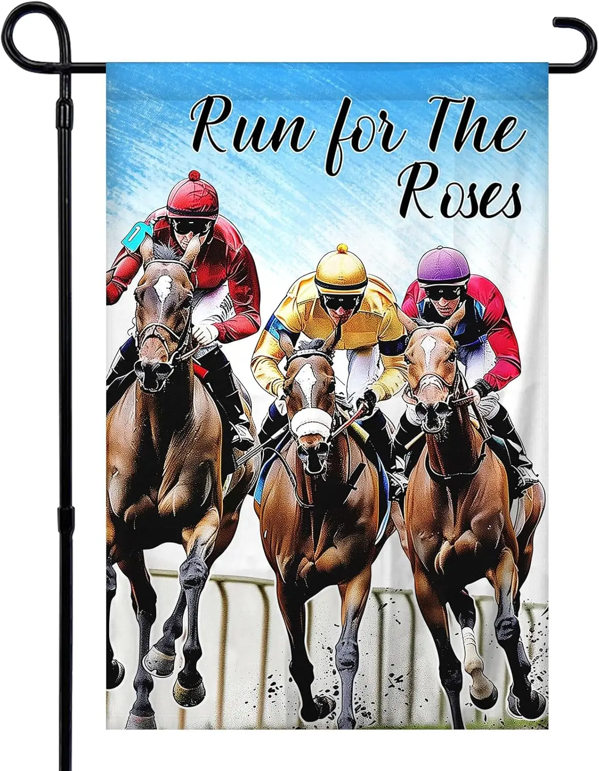 Kentucky Derby Garden Flag 12x18 Inch Double-Sided Jockey Run for The Roses Horse Racing Garden Flag for Party House Yard Lawn O