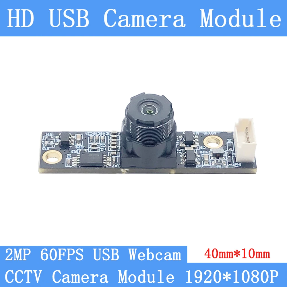 Full HD 1920X1080P 100° Low distortion Mini CCTV Webcam OTG UVC Plug Play 2MP 60FPS USB Camera Module for Linux Android 40*10mm