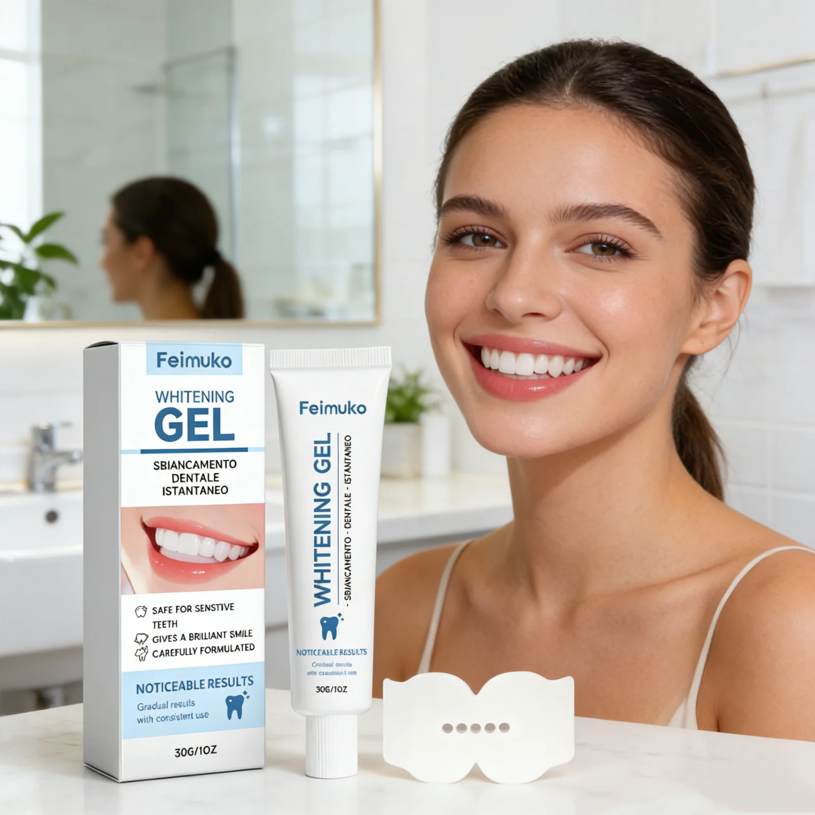 Instant Teeth Whitening Serum Gel With Special Dental Tray Remove Tartar Stain Long-Lasting Brighten Teeth Bleaching Essence Gel