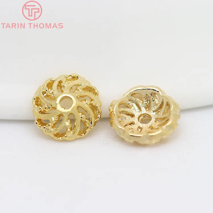 (3240)20PCS 7MM 24K Gold Color Plated Brass Beads Caps High Quality Diy Jewelry Findings Accessories Wholesale