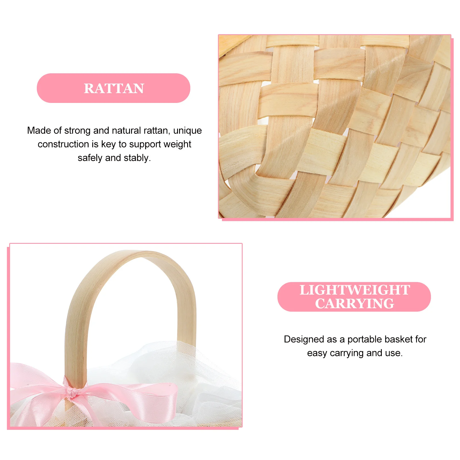 

Rattan Woven Natural Handmade Storage Basket For Home Decor Desktop Flower Arrangement Picnic Snacks Serving Basket