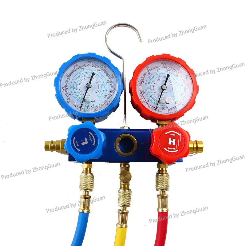 Double Movement R134a Car Fluoride Meter Snow Pressure Gauge Refrigerant Double Meter Valve Air Conditioner Fluoride Tool