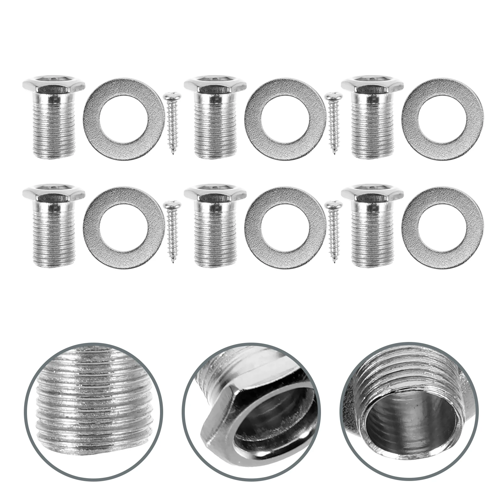 

6 Sets Guitar Tuner Accessories Washers Screws Tuners Silver Tuning Machines and Nut