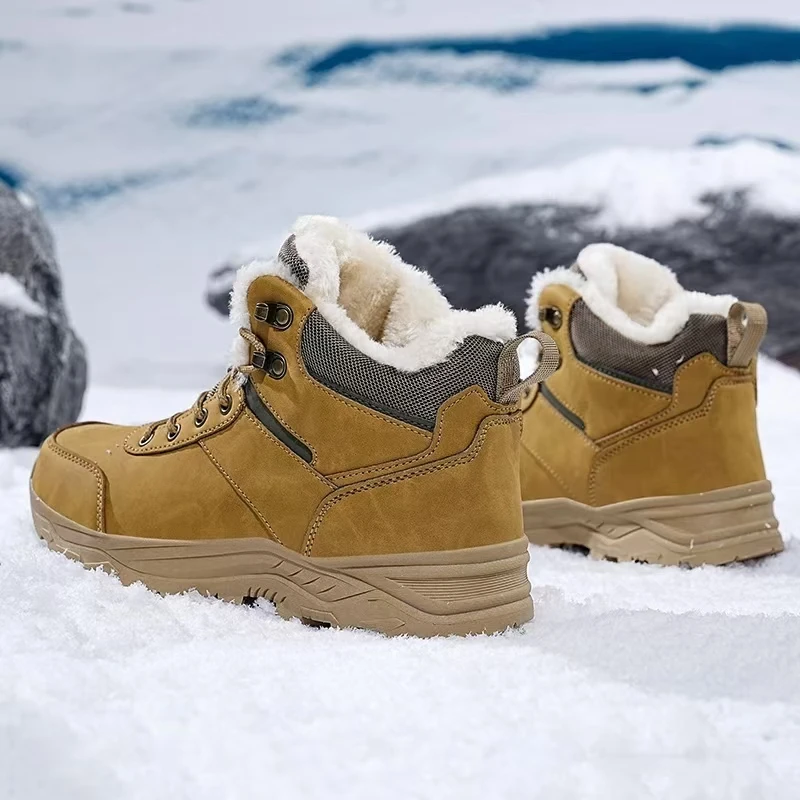 Non ald-Bottes de neige épaisses et chaudes pour hommes, bottes de rinçage à plateforme, imperméables, randonnée en plein air, canadisme, grande taille, 48, hiver, nouveau, 2025