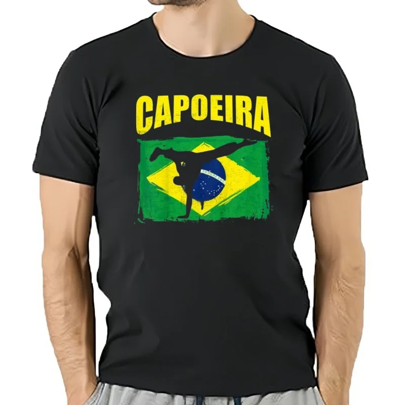 T-shirt manches courtes, streetwear, estival et humoristique, en coton, avec de capoeira brésilienne, art martial, danse