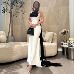 ROYET High Neck Sleeveless Vintage Elegant Mermaid Prom Dress Ankle Length Sweep Train Long White Woman Evening Gown 2024