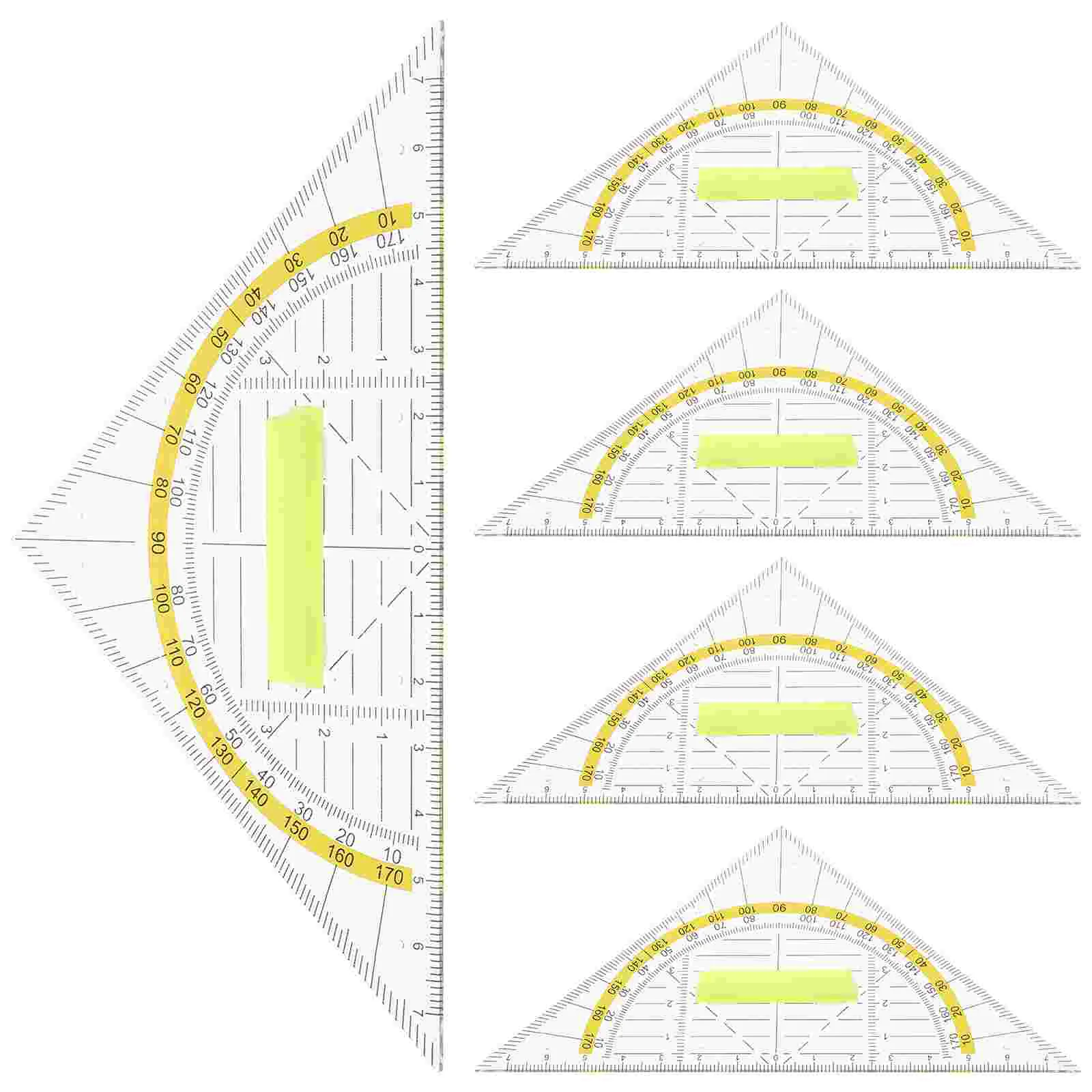 Réguas De Triângulo De Desenho De Plástico, Réguas De Medição De Geometria, Régua Quadrada, Conjunto De Pintura, 5Pcs