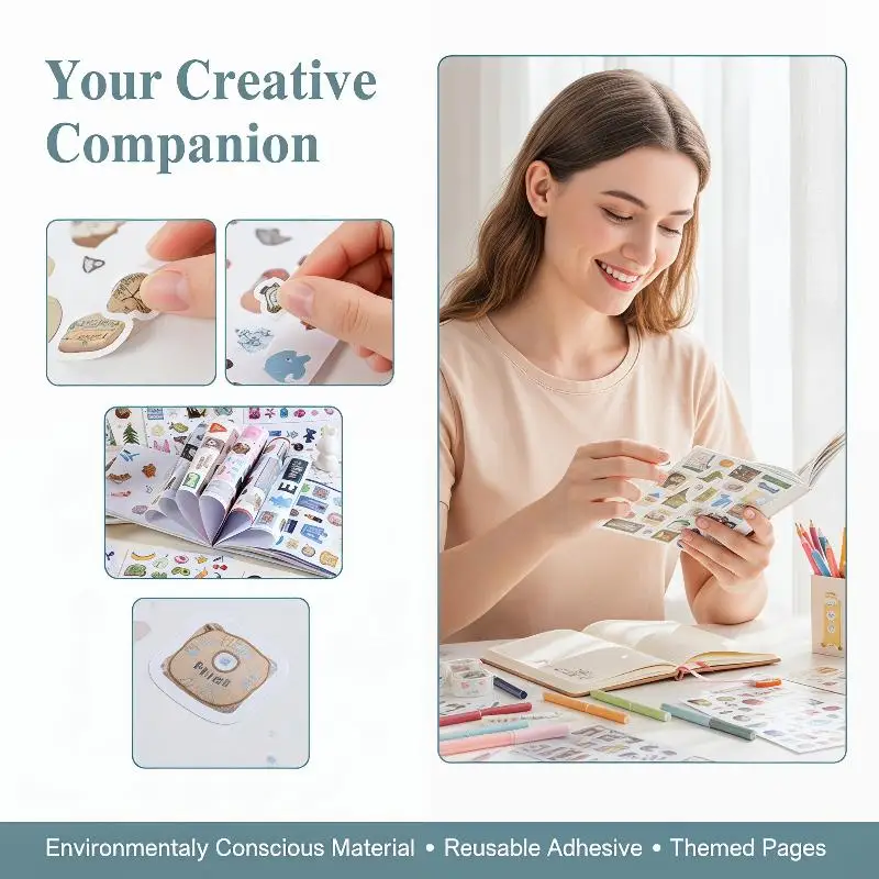 

Retro Colorful Sticker Book Set Vintage Decorative Stickers for Journaling Scrapbooking DIY Crafts