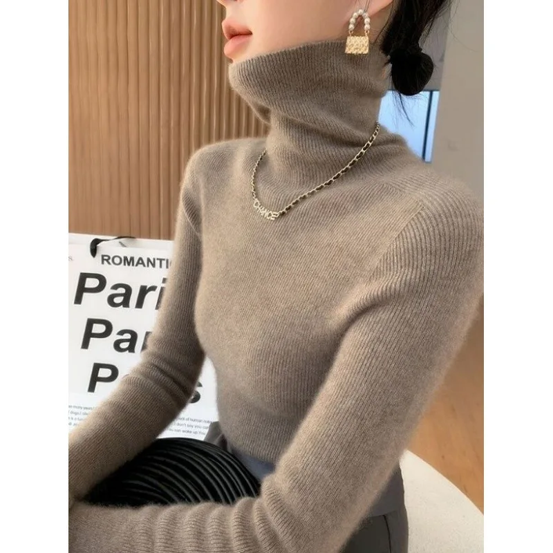 

Thiened High Collar Knitted Sweater Versatile Base Layer irt Ele Sle Slim Fit Autumn Winter New Arrival
