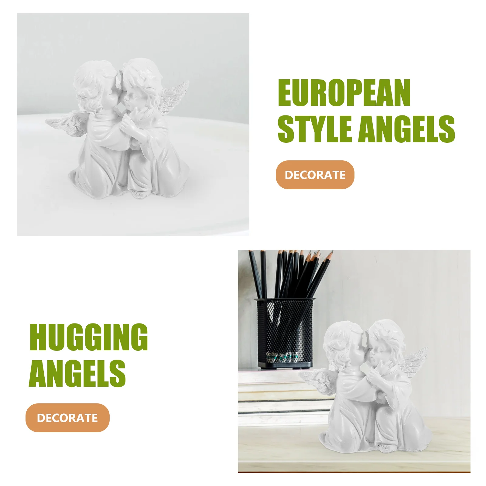 Couple Angel Ornaments Resin Sculpture Delicate Angels Statue Memorial Vintage Figurine Decoration Figure Baby Boy