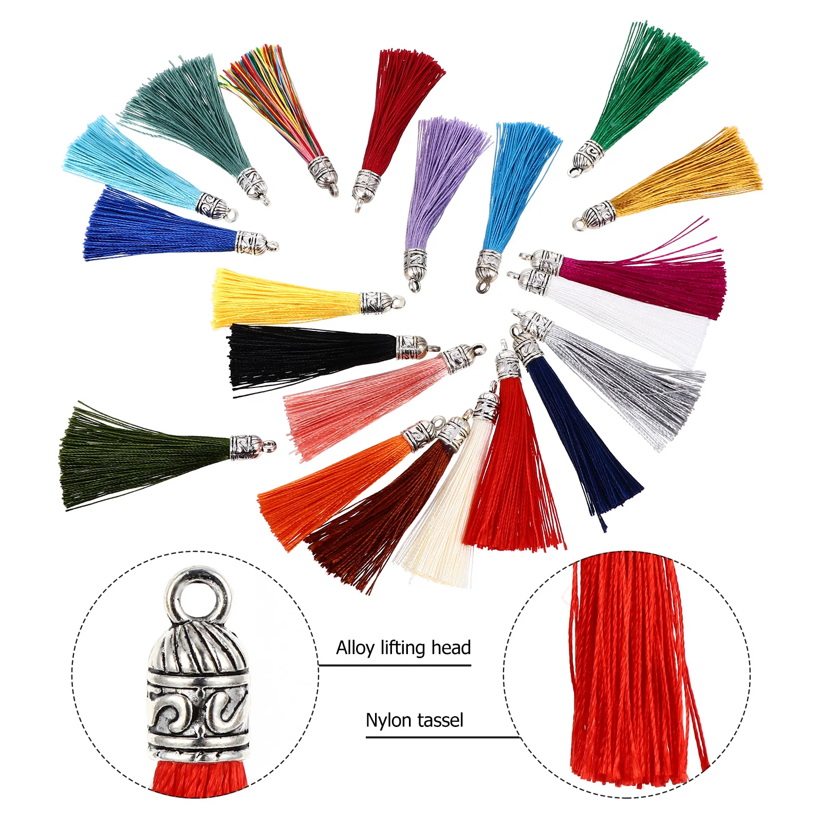

100pcs Tassel Pendant Decorative Fringe Accessories Alloy Nylon Handmade Jewelry Home Decoration Craft Wall Hanging
