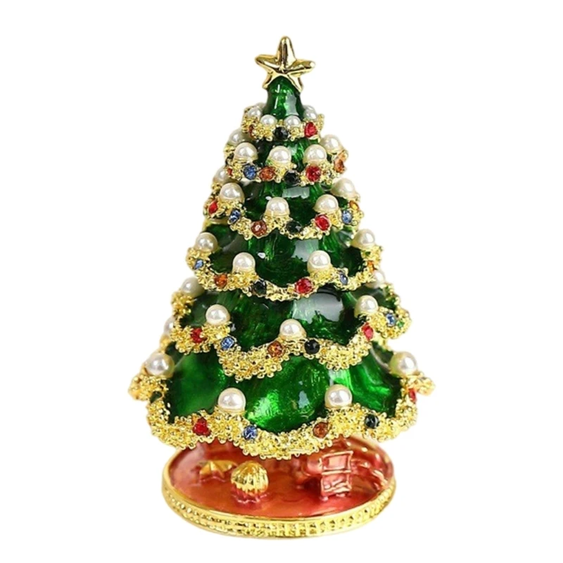

2025 New Gift Ready Christmas Tree Ornamental Box for Rings Earrings Festival Green Case