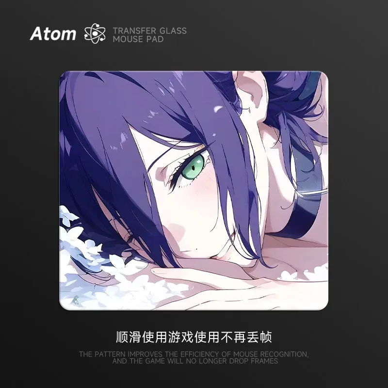 Custom ATOM Photovoltaic Glass Mouse Pad Personalised Anime Gaming Mat Laser Engraving Technology Desk Pad FPS Gaming Mouse Pad
