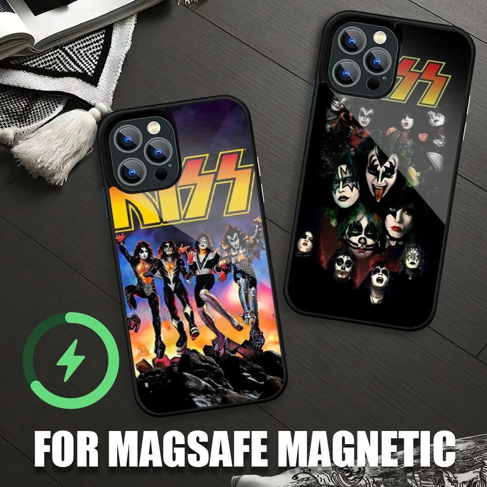 

Чехол для телефона Rock band Kiss для iPhone Magsafe, магнитный чехол 14, 12, 11, 13 Pro Max, 15 Plus, XR, чехол с беспроводной зарядкой