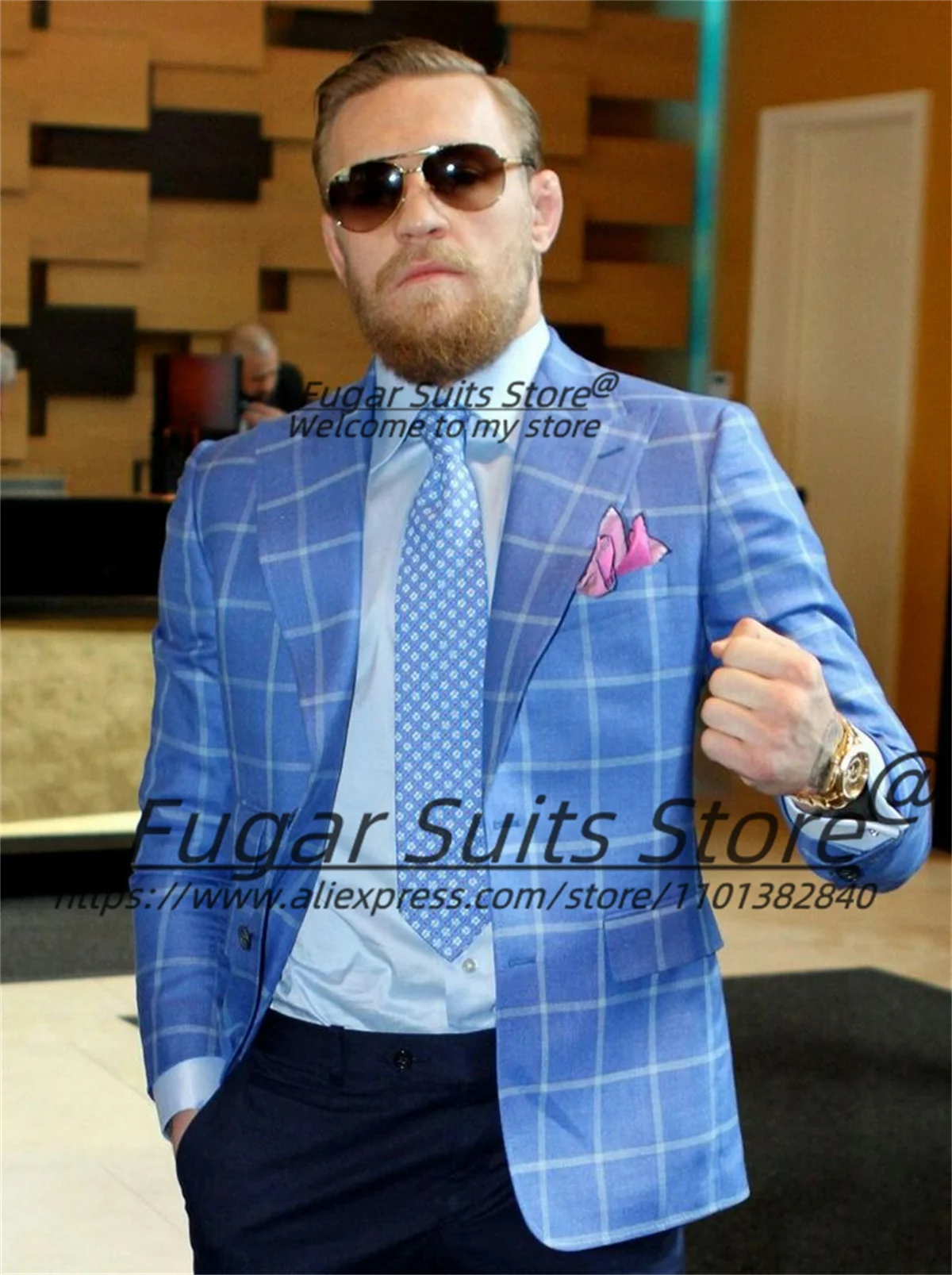 Elegant Plaid Men Suits Classic Male Blazers Slim Fit Double Breasted Groom Party Tuxedos 2 Pieces Sets Business Costume Homme