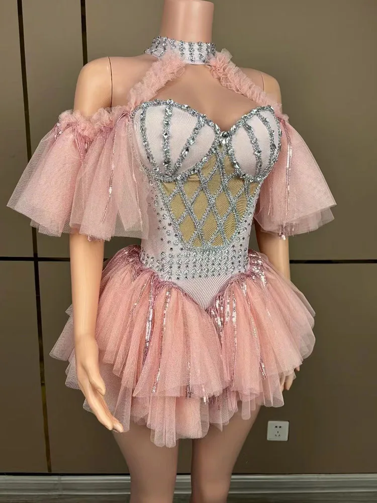 

High Quality Hot Diamond Mesh Splicing Sexy Hanging Neck Jumpsuit 2024 New Fashionable Custom Women'S Clothing