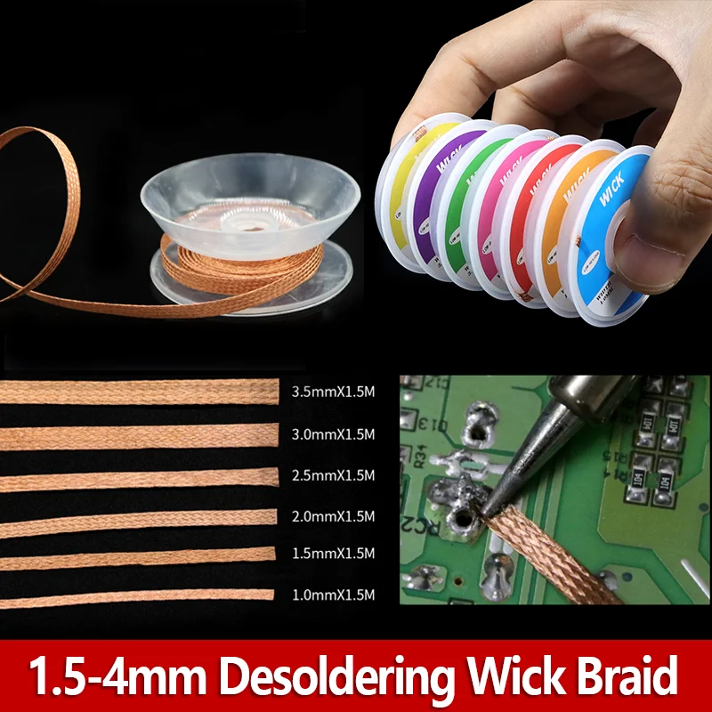 Desoldering Wick Braid 1/2/5PCS 1.5mm-4mm Solder Remover Wire Lead Cord Flux BGA Welding Repair Tool Sucker Cleaning
