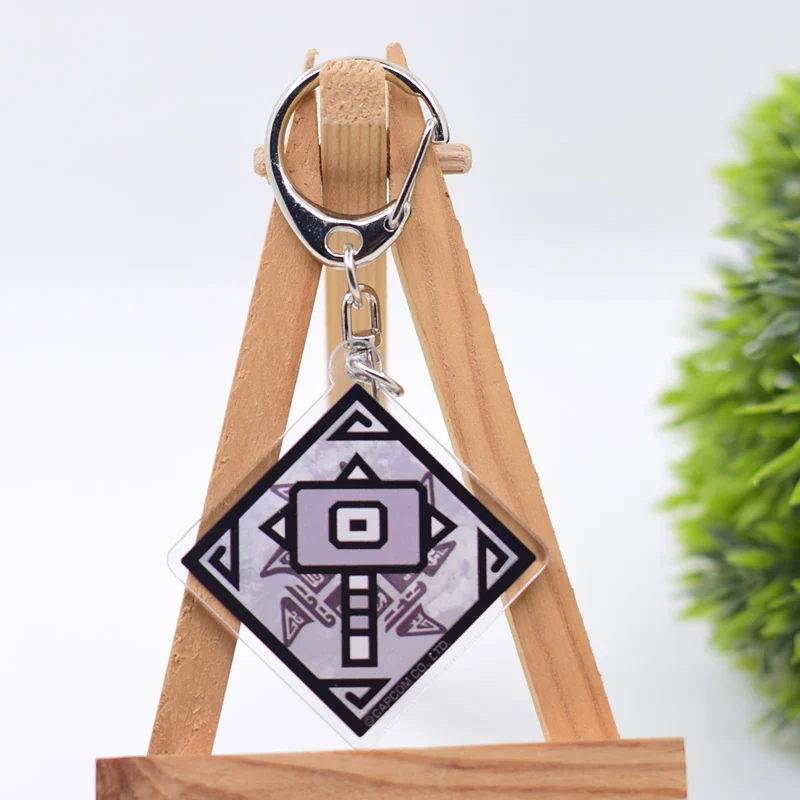 14 Styles Chibi Hunter Equipment Keychain Clear Acrylic Key Chain Pendant Game Key Ring