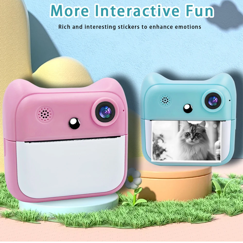 Kids Instant Camera Thermal No Ink Print Toy for Girls Boys Children Digital Mini Cameras for Photography Video Birthday Gift