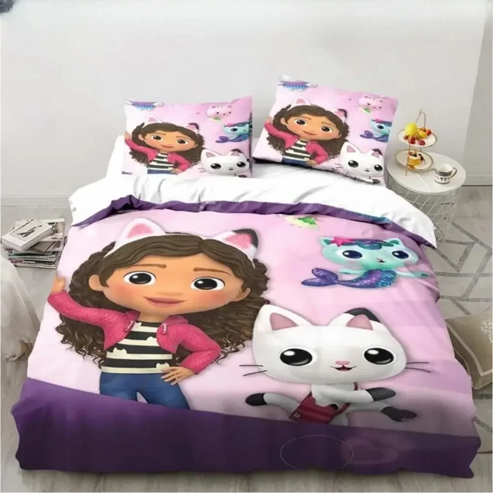 

Gabbys Dollhouse Characters Bedding Set Duvet Cover Sheet Printed Bed Set Pillowcase Bed Full Queen King Size Comforter Bedroom