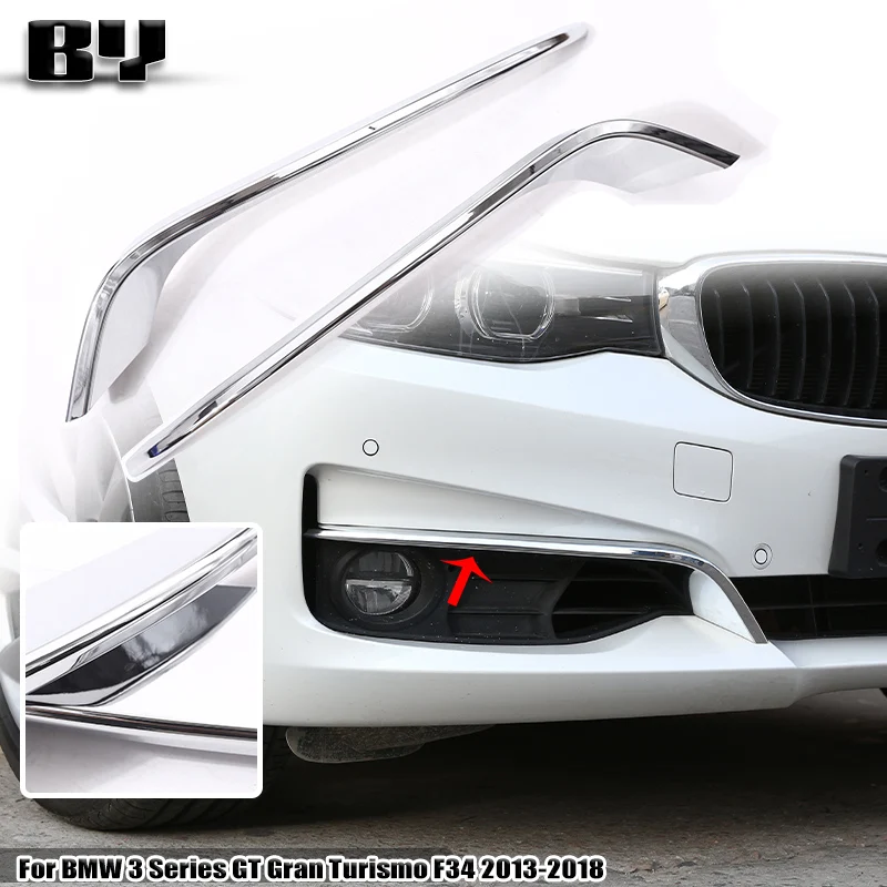 For BMW 3 Series GT Gran Turismo F34 2013-2018 Car Accessories Carbon Fiber 2 Pcs ABS Front Fog Lamp Strips Trim