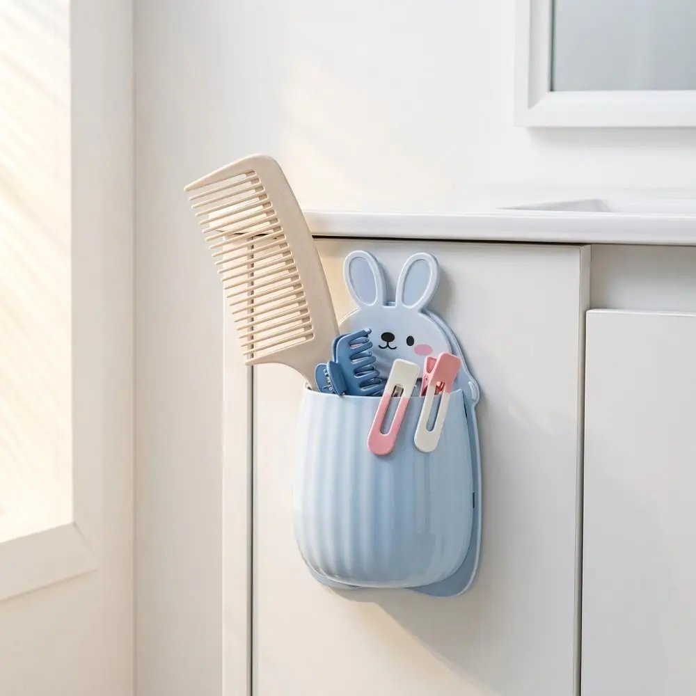Self Adhesive Toothbrush Storage Rack Multi-functional Wall Hanging Wall-Mounted Storage Box Cute Rabbit Toothpaste Organizer