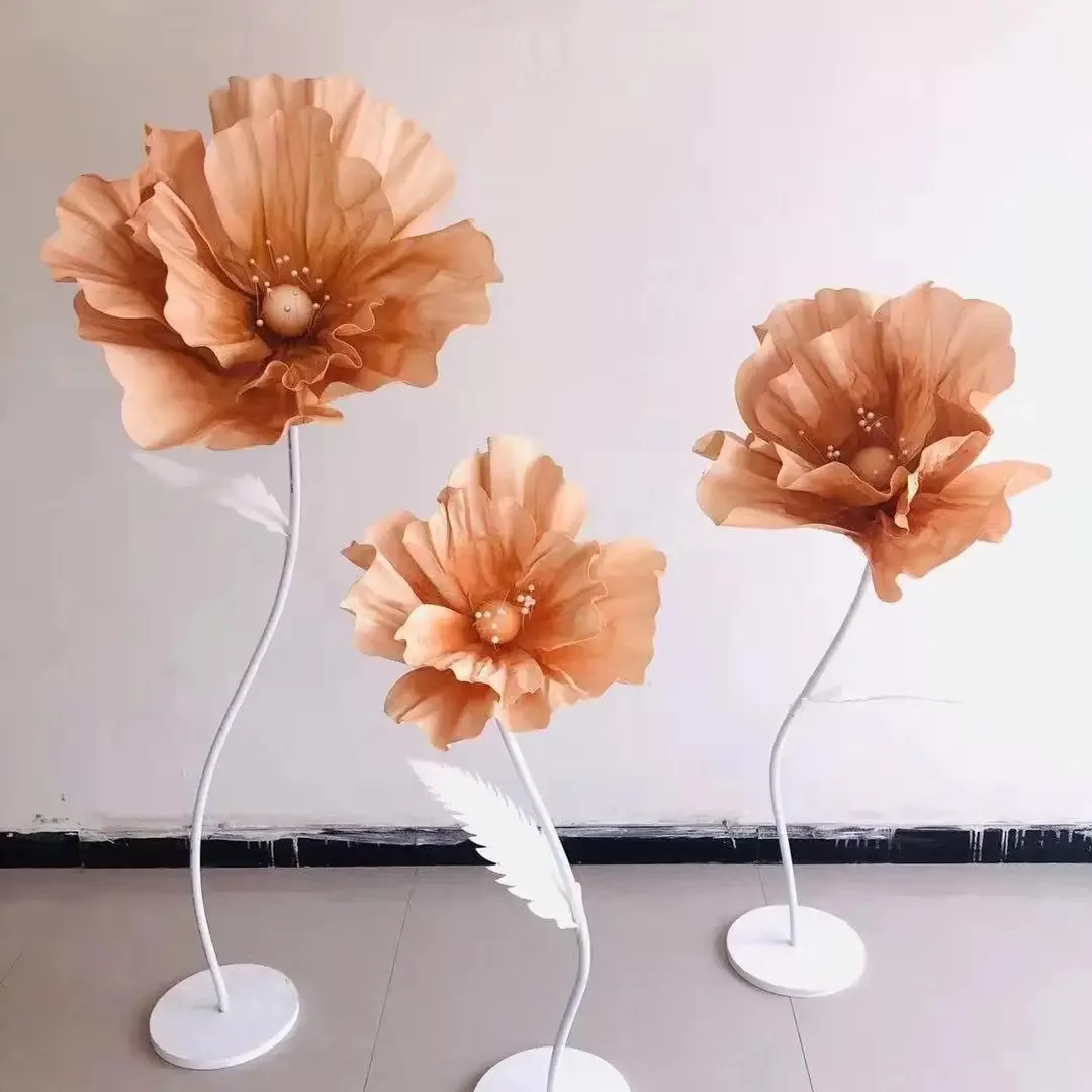 3 Pack EVA Artificial Big Poppy Flower Wedding Backdrop Decoration Road Yinhua Hotel Shopping Mall Photography Window Display