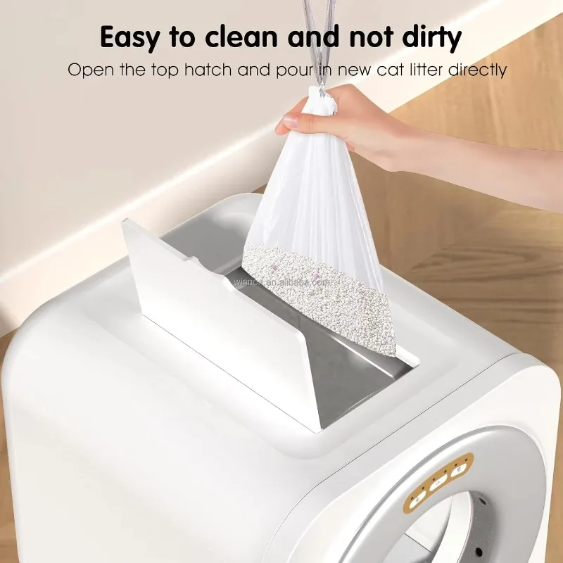 Smart Home Product Quick Self Cleaning Automatic Timed Pet Toilet  68L Large Self-cleaning Pet  Box with 5G HD