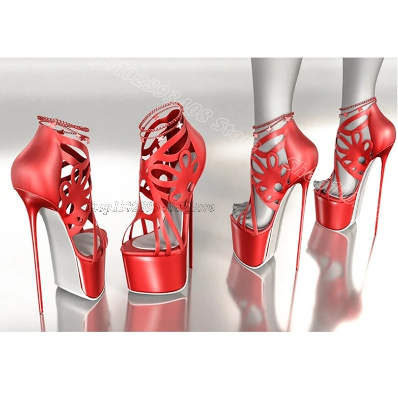 

Red Platform Totem Stiletto Sandals Open Toe Back Zipper Sweet Style Stylish Women Party Casual Sandals 2025 Zapatos Para Mujere