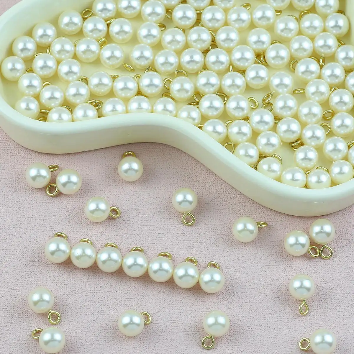 20 teile/los beige Perlen Anhänger runde Acryl hohe Helligkeit lose Perlen für Ohrring Halskette Schmuck machen DIY 8 10 12 14mm