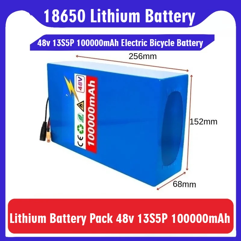 

18650 Lithium Battery Pack 48v 13S5P 100000mAh Electric Bicycle Battery with Built-in BMS Rechargeable Batteries