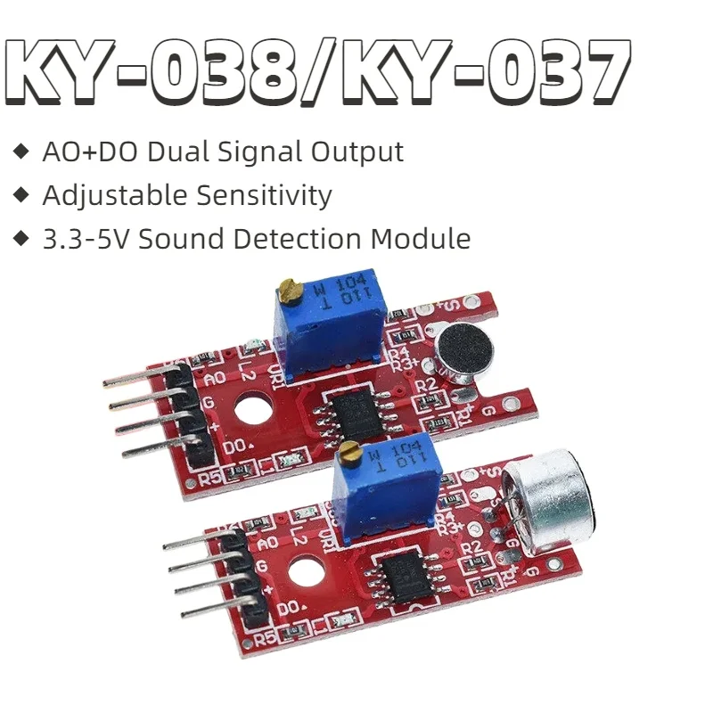 2/8PCS Microphone Voice Sound Sensor Detection Module For Arduino AVR PIC Analog Digital Output Sensors KY-038 KY-037