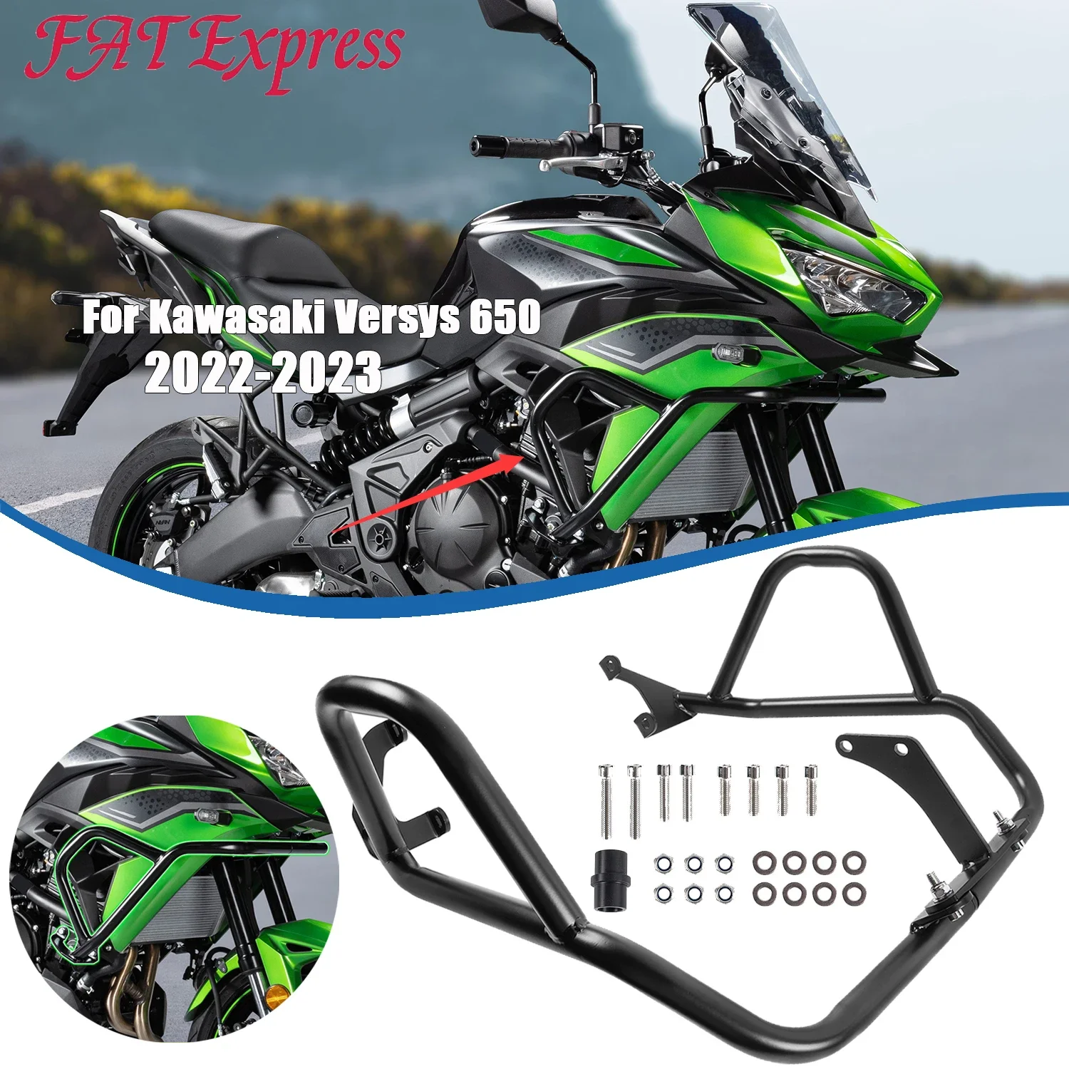 

Motorcycle Engine Guard Protector Crash Bars Bumper for Kawasaki Versys650 2022-2024 Falling Protection Versys 650 Accessories