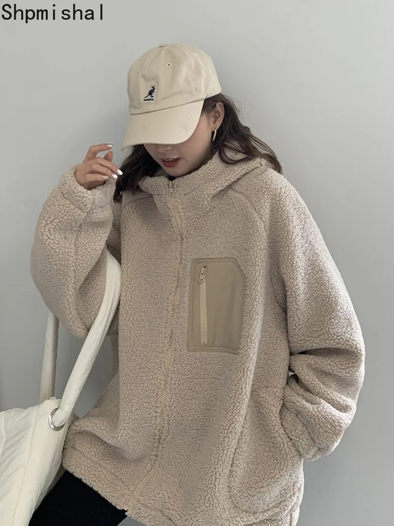 Cappotto di lana di agnello addensato e velluto per donna 2023 autunno/inverno nuova moda Casual giacche di alta qualità abbigliamento femminile