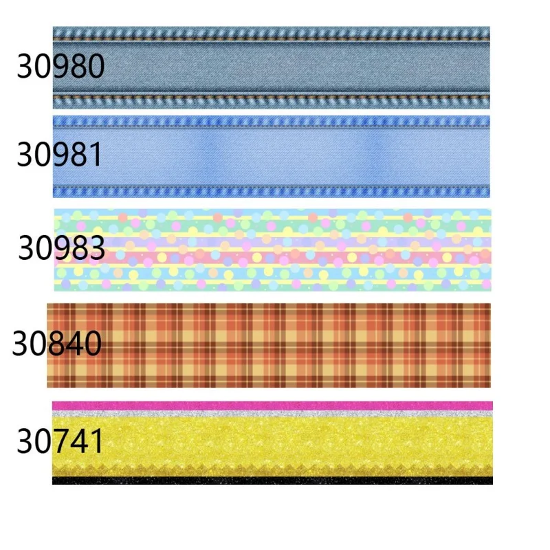 

5Yards Denim Color and Plaid Rainbow Dots Grosgrain Ribbon for Bows Gift Packing Decoration Materials