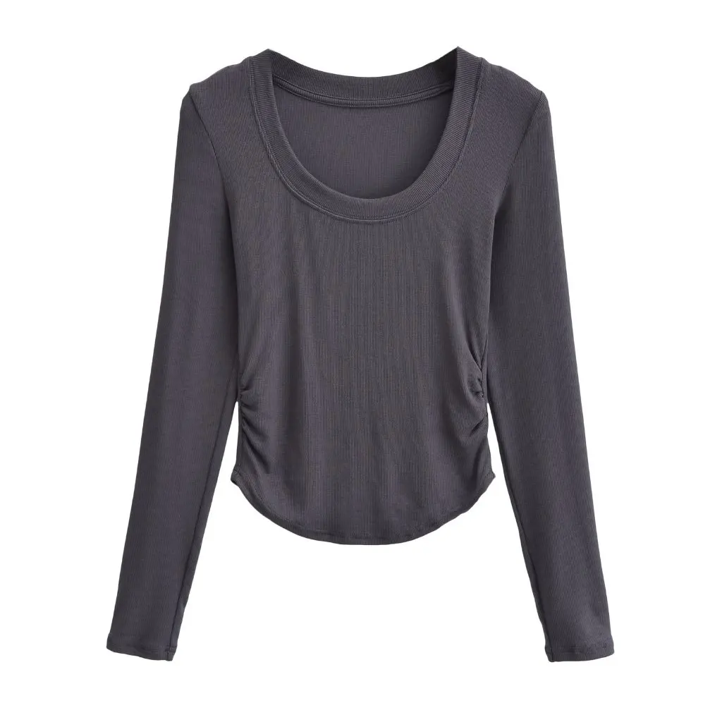 

BM Women's U-collar Long-Sleeved T-shirt Slimming Inner Wear Top for Autumn Winter European American Style