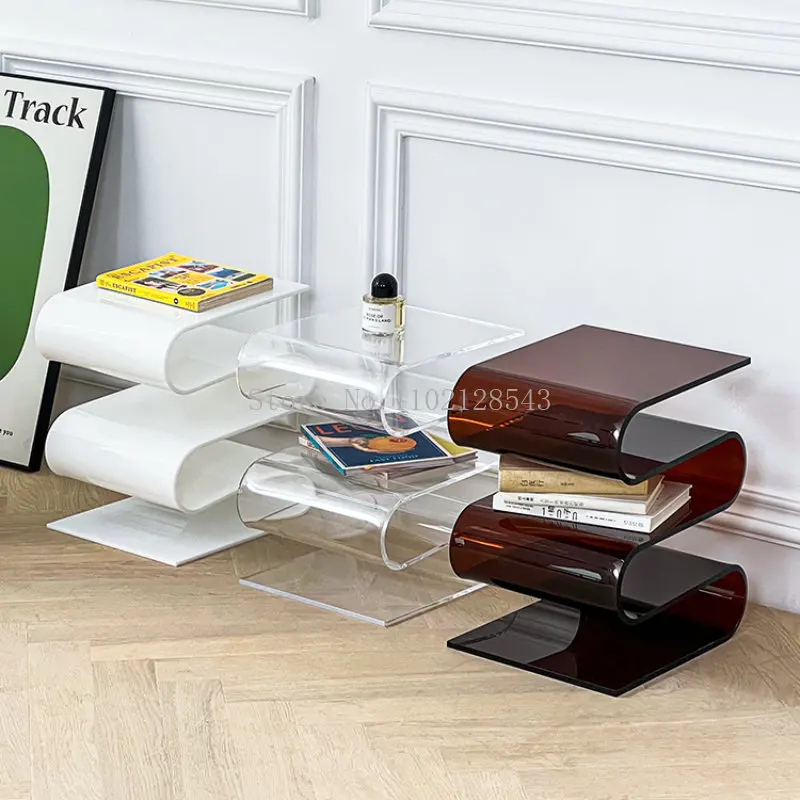 

Transparent Acrylic Decorative Shelves Minimalist Small Bookshelf Magazine Shelves Personality Side Table органайзери