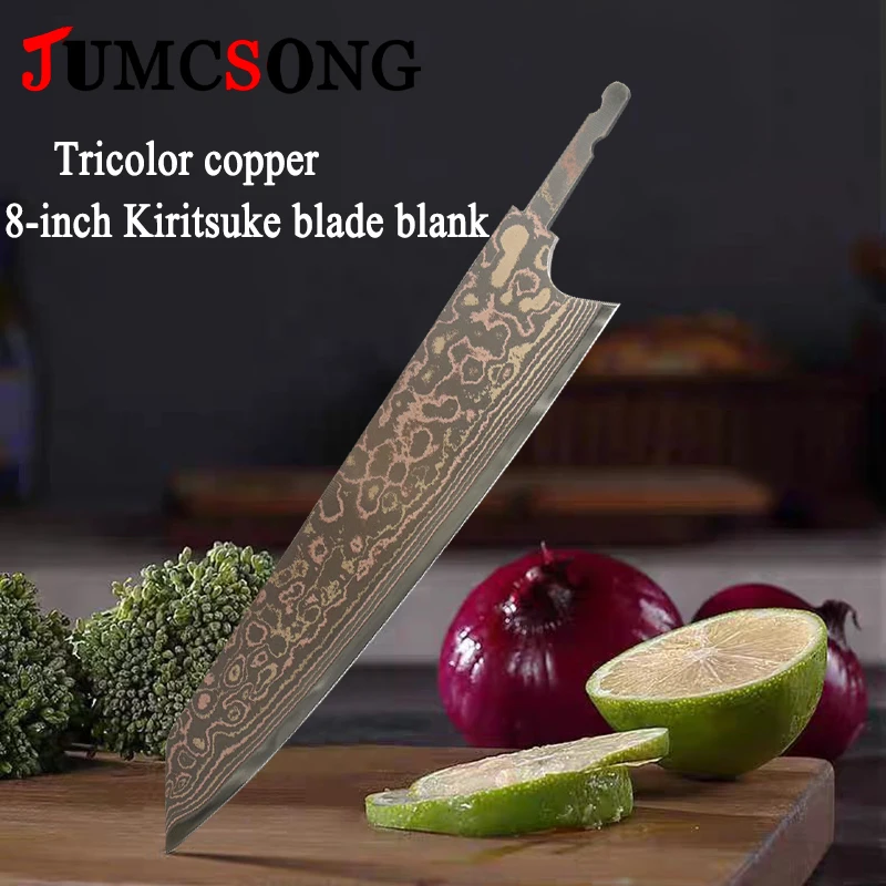 JUMCSONG Tricolor Copper Kiritsuke Blade Blank VG10 Steel Core Kitchen DIY Assembly Accessories Semi-finished Chef Blade Blank