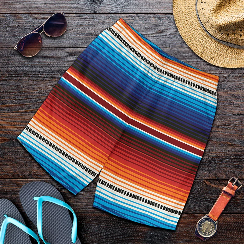 Men's Beach Pants Retro Mexico Ethnic 3D Printed Shorts Men's Summer Breathable Shorts Fitness Hawaii Shorts Men's Ropa Hombre