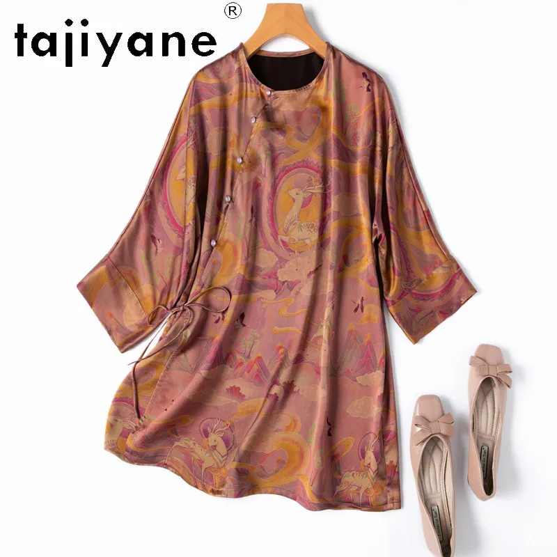 

TAJIYANE 100% Real Mulberry Silk Blouse Woman Luxury Xiangyun Sha Silk Shirt New Chinese Style Spring Tops 2026 Women Clothes 셔츠