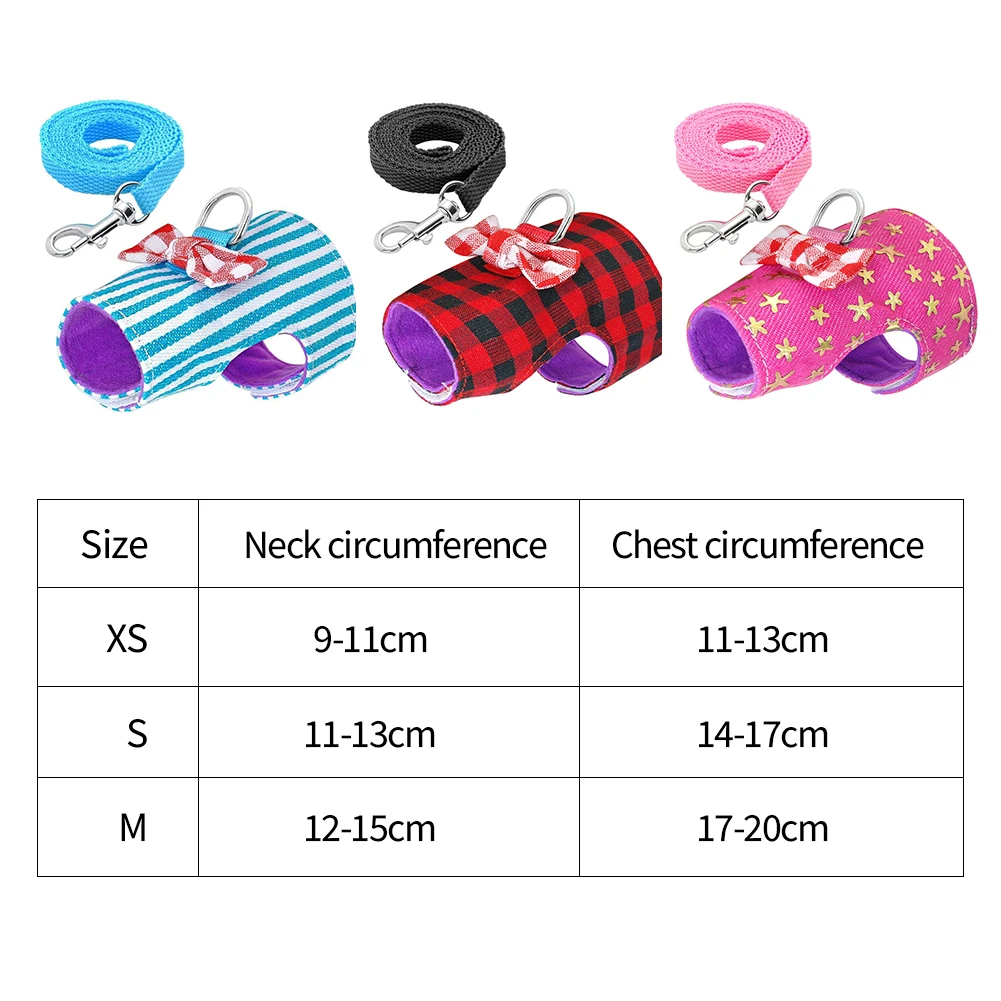 Small Pet Rabbit Harness Vest and Leash Set For Ferret Guinea Pig Bunny Hamster Puppy Bowknot Chest Strap Harness Pet Supplies