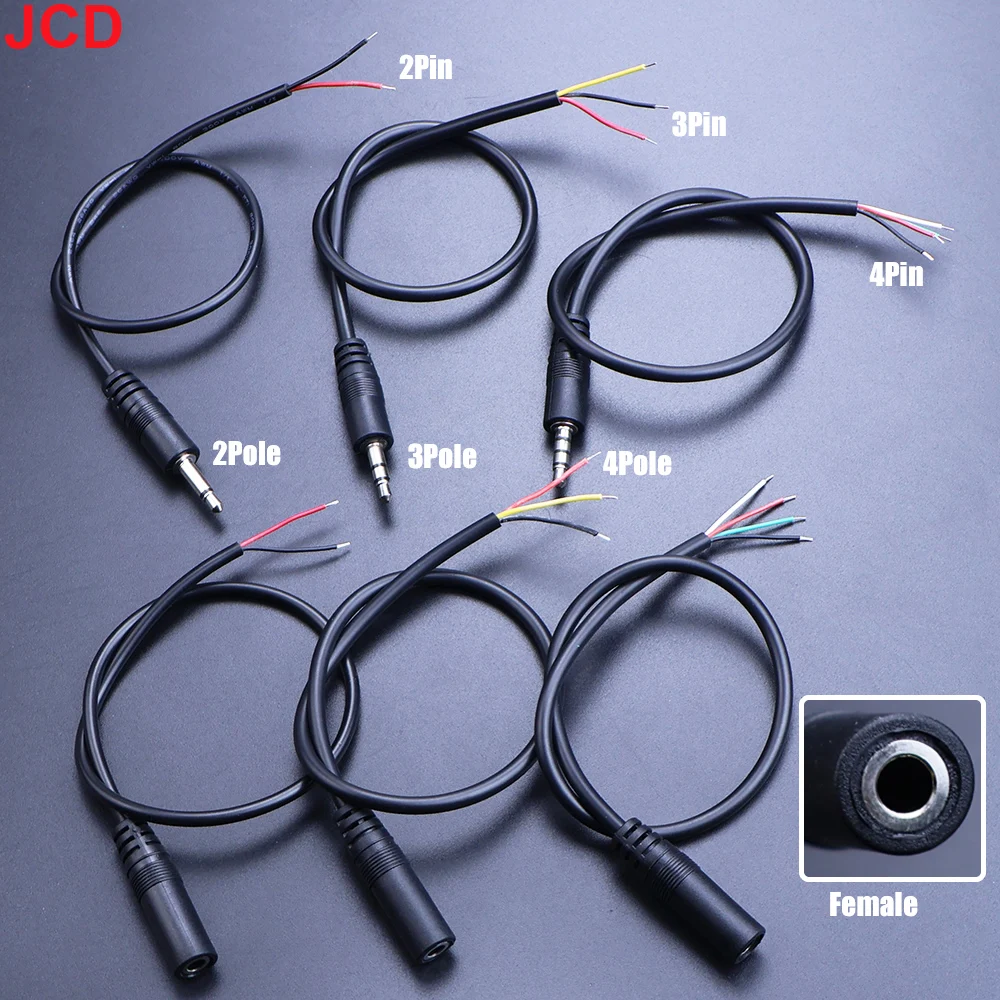 JCD 30/50/100cm 3.5MM 2/3/4 Core 2pole 3pole 4pole Mono Stereo Male Female Audio Extension Cable Aux Connector Headset Line