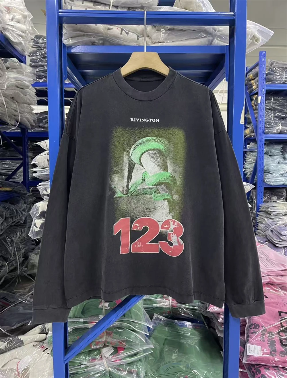 Warrior Snake Print RRR123 Long Sleeves T-shirt Men Women Best Quality RRR-123 Tops Tee T Shirt