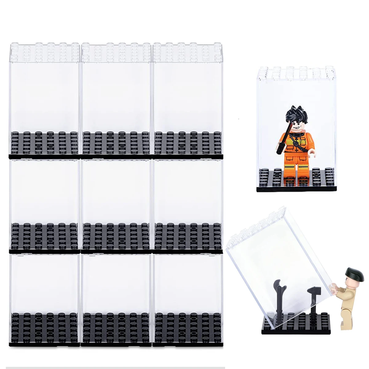 

Minifigure Display Cases Acrylic Display Box for Minifig Action Figures,Stackable Boxes Dustproof Cabinet for Figures Collectors