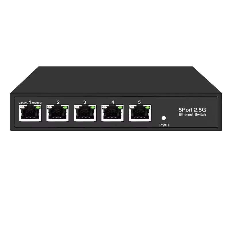 5 Port 2.5Gb Multi-gigabit Network Hub 12V 80G Bandwidth Unmanaged 5-Port 2.5G Metal Ethernet Switch