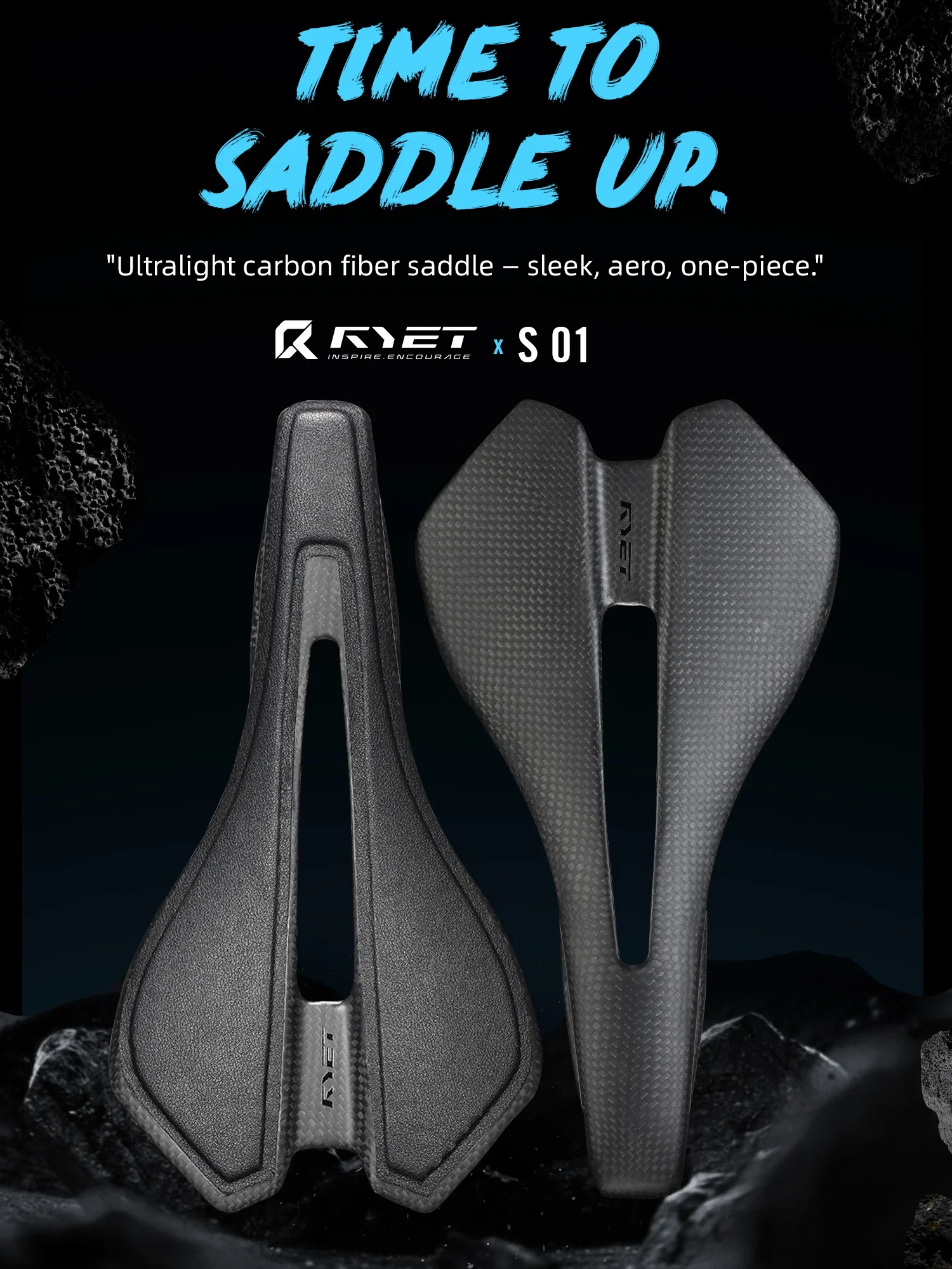 AliExpress RYET Ultralight 85g 249x144mm  Full CARBON Bike Saddle for MTB Gravel Road Bike 7x9 Dual-Track Hollow New Design Racing Saddle