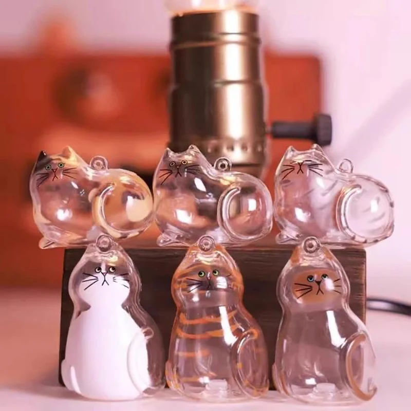{MX} Transparent Pet Cat Hair Storage Jar Keychain Mini Cat Fur Keepsake Display Glass Bottle With Base DIY Pet Memorial Crafts